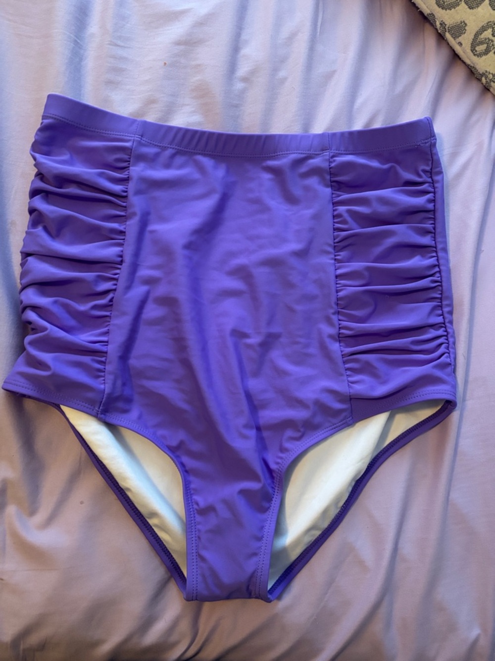 New coral reef High-Waist Purple Ruched Swim Bottoms